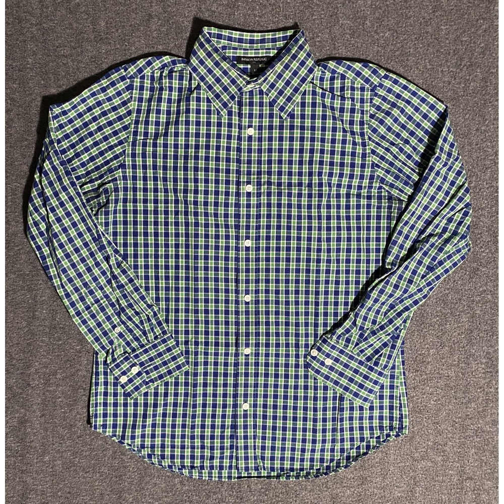 Banana Republic Plaid Casual Button Up Shirt Men's  Green Size M
